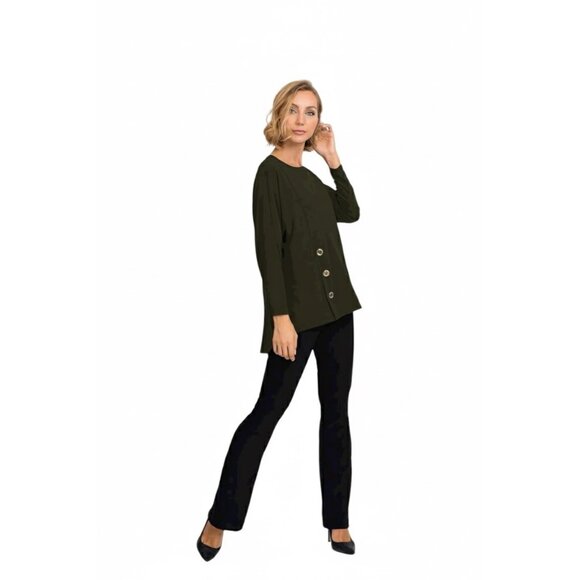 Joseph Ribkoff Swing Jersey Knit Blouse Safari Green Size 14 NWT - Picture 1 of 16